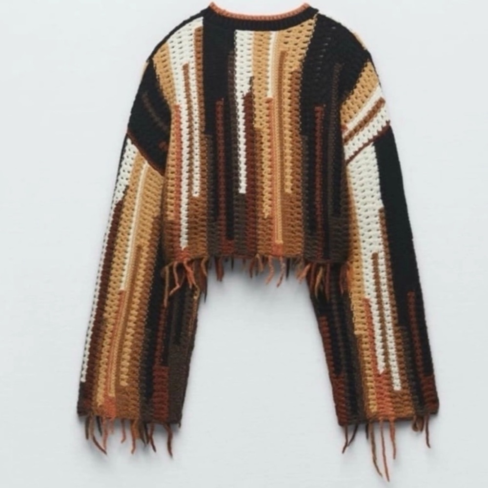 Zara Fringe Crochet Sweater